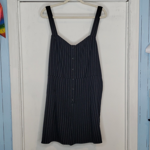 Forever 21 NWT Black Pinstriped Shorts Romper - Picture 2 of 6